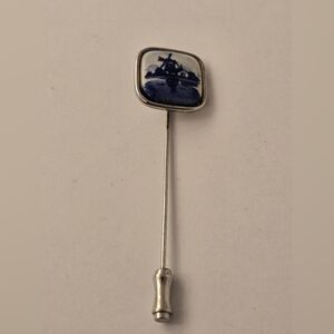 Nautical Blue and Silver Delftware Stick Pin